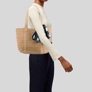 Draper James natural tan straw woven jute beach bag tote